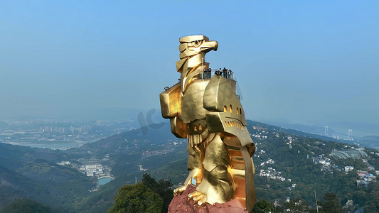 航拍重庆南山大金鹰雕塑