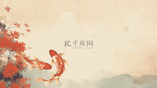 艺术鱼艺术鱼背景图片_手绘中国风水中锦鲤背景15