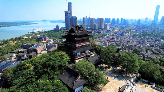 航拍5A景区镇江金山江天禅寺慈寿塔