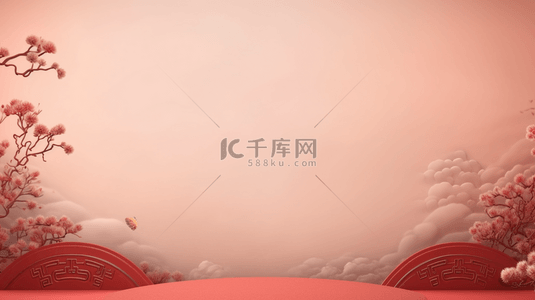 展示墙背景图片_古风C4D迎春节电商背景15