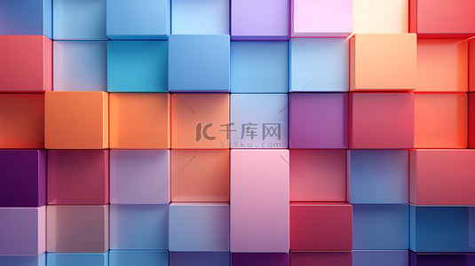 几何正方形方块拼接彩色背景14
