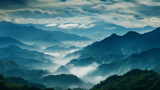 云雾缭绕的山峰美景