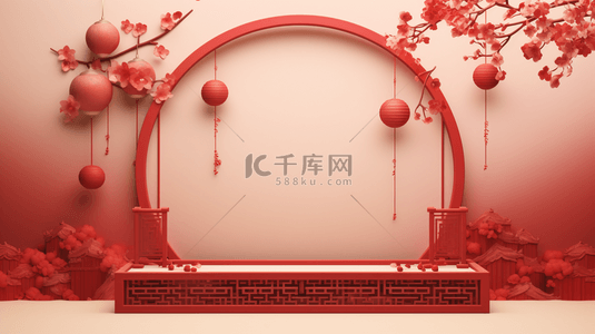 红色中国风春节喜庆简约纹理背景13