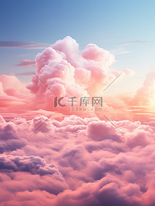 晚霞背景图片_蓬松的粉红色晚霞云朵1