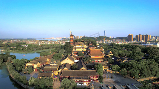 航拍5A景区镇江金山江天禅寺慈寿塔