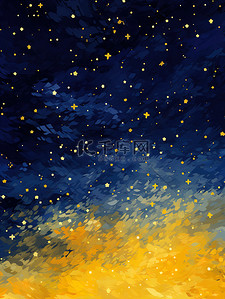 印象派绘画夜空明亮星星15