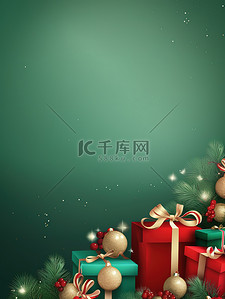 圣诞节日礼物背景图片_圣诞节日装饰绿色背景12