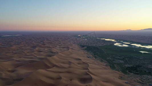航拍内蒙古沙漠广袤风光