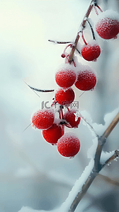 霜降背景图片_二十四节气霜降节气红果枝