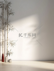 中式竹子背景图片_竹子光影暖白色背景19