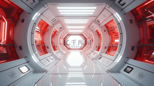 红色高科技隧道感创意展台背景22