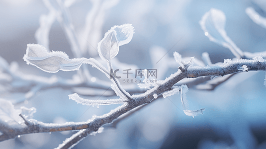 aigc寒露背景图片_二十四节气霜降树枝霜雪枝条