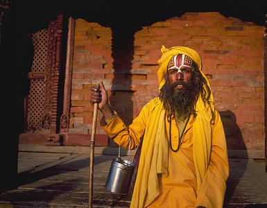 印度文化摄影照片_印度圣人肖像加德满都尼泊尔