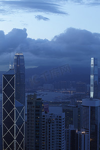 城市摩天大楼鸟瞰香港中国