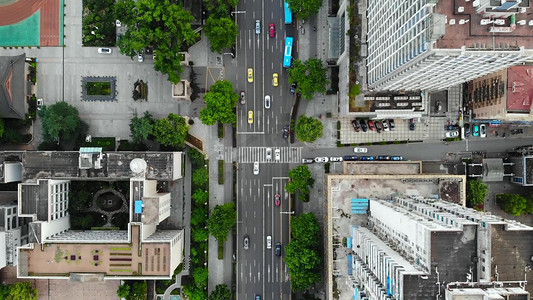 上帝视角城市街道建筑