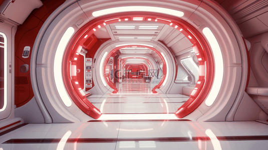 红色高科技隧道感创意展台背景15