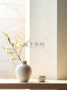 桌子背景图片_明亮客厅的桌子陶瓷花瓶家居背景16