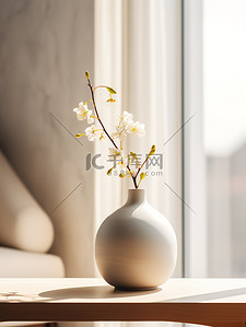 桌子背景图片_明亮客厅的桌子陶瓷花瓶家居背景7