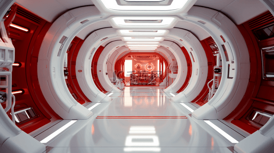 红色高科技隧道感创意展台背景20