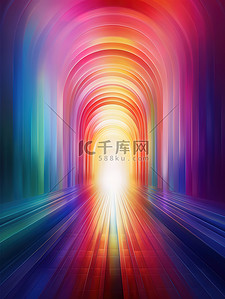 活力简约背景图片_彩虹色的隧道简约背景18