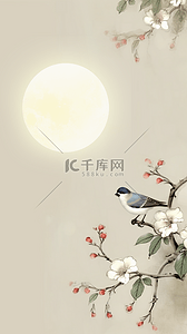 月中国背景图片_中国风中秋节素雅花好月圆背景