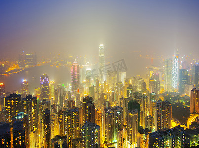 夜间的香港摩天大楼中国