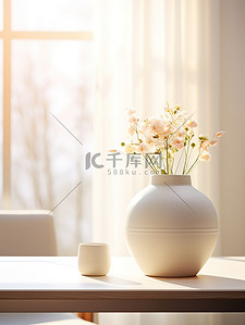 明亮客厅的桌子陶瓷花瓶家居背景4