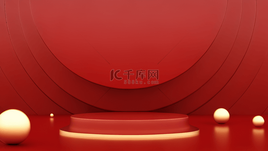 红色数字3背景图片_传统中式展台红色展台新年展台