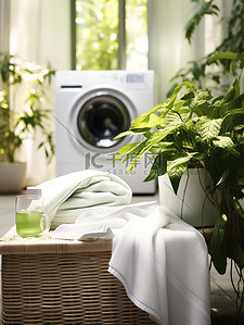 毛巾白色背景图片_阳台洗衣机白色毛巾家居背景3