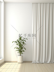 电窗帘背景图片_木地板窗帘绿色植物电商背景19