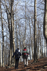 徒步旅行者穿越森林蒙特塞尼巴塞罗那加泰罗尼亚西班牙