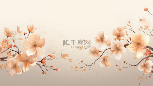 古风手绘鲜花背景图片_手绘清新小鲜花春节装饰背景2