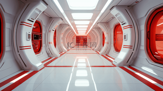 红色高科技隧道感创意展台背景7