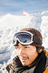 奥地利蒂罗尔男子滑雪运动员基茨比厄尔的特写肖像