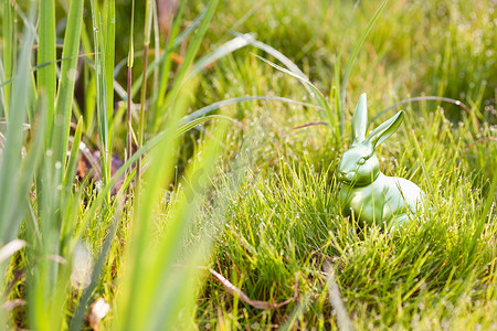 神话人物摄影照片_藏在长草里的复活节兔子