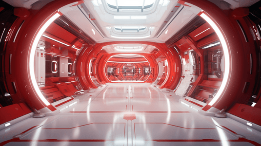 红色高科技隧道感创意展台背景8