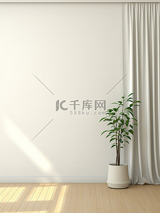 木地板窗帘绿色植物电商背景7