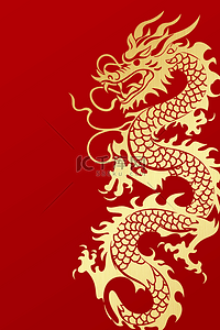 中国风龙年简约风红金底纹中式背景33