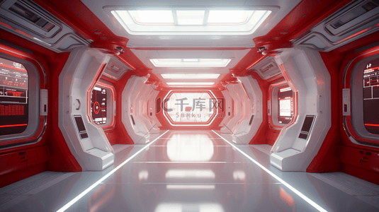 双十二创意背景图片_红色高科技隧道感创意展台背景12