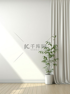 木地板窗帘绿色植物电商背景16