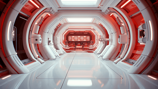 红色高科技隧道感创意展台背景21