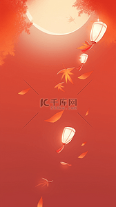 红色背景中秋节背景图片_中国风红色背景中秋节月亮