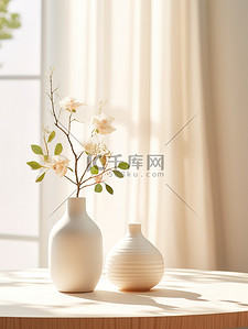 背景柔光背景图片_明亮客厅的桌子陶瓷花瓶家居背景2