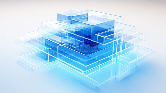 蓝色矩形背景图片_蓝色科技感信息数字化立体背景10