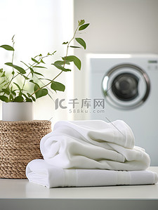 毛巾白色背景图片_阳台洗衣机白色毛巾家居背景8