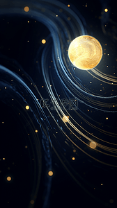 中秋月亮创意背景图片_蓝金色创意中秋节月亮质感纹理背景