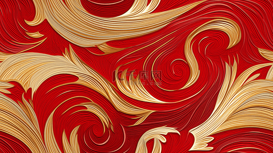 统花纹背景图片_红金新年花纹中国风传统花纹