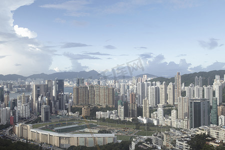 中国风祥云转场摄影照片_城市鸟瞰香港中国