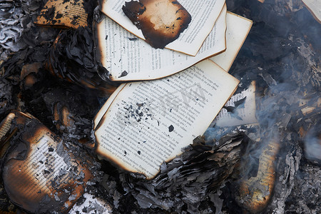 书在火中焚烧