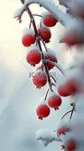 秋天背景图片_二十四节气霜降节气红果枝